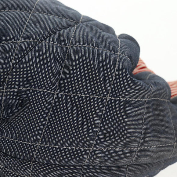 CHANEL Chain Tote Bag Denim Blue Silver CC Auth 142514V