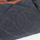 CHANEL Chain Tote Bag Denim Blue Silver CC Auth 142514V-20