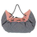 CHANEL Chain Tote Bag Denim Blue Silver CC Auth 142514V-13