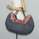 CHANEL Chain Tote Bag Denim Blue Silver CC Auth 142514V-27