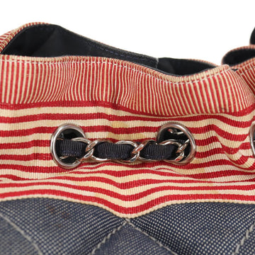 CHANEL Chain Tote Bag Denim Blue Silver CC Auth 142514V - 0