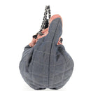 CHANEL Chain Tote Bag Denim Blue Silver CC Auth 142514V-4