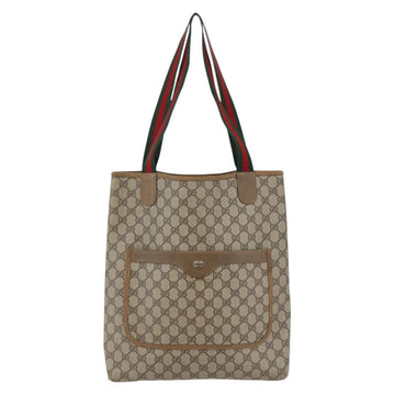 GUCCI GG Supreme Web Sherry Line Tote Bag PVC Beige Red 39 02 003 Auth 142515 - 0