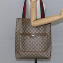 GUCCI GG Supreme Web Sherry Line Tote Bag PVC Beige Red 39 02 003 Auth 142515-21