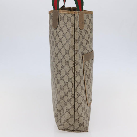 GUCCI GG Supreme Web Sherry Line Tote Bag PVC Beige Red 39 02 003 Auth 142515
