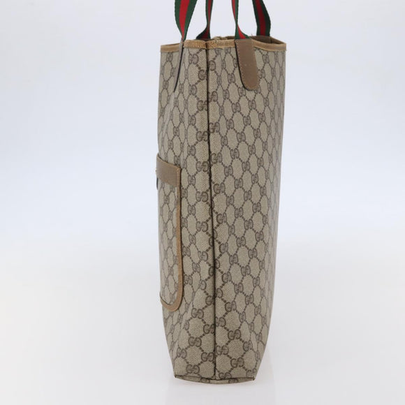 GUCCI GG Supreme Web Sherry Line Tote Bag PVC Beige Red 39 02 003 Auth 142515