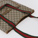 GUCCI GG Supreme Web Sherry Line Tote Bag PVC Beige Red 39 02 003 Auth 142515-6