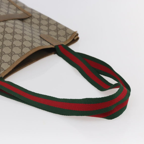 GUCCI GG Supreme Web Sherry Line Tote Bag PVC Beige Red 39 02 003 Auth 142515
