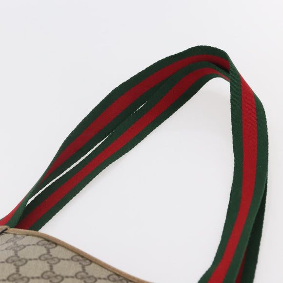 GUCCI GG Supreme Web Sherry Line Tote Bag PVC Beige Red 39 02 003 Auth 142515