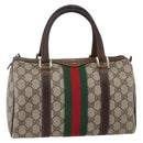 GUCCI GG Supreme Web Sherry Line Hand Bag PVC Beige Gold Red 40 3841 Auth 142520-1