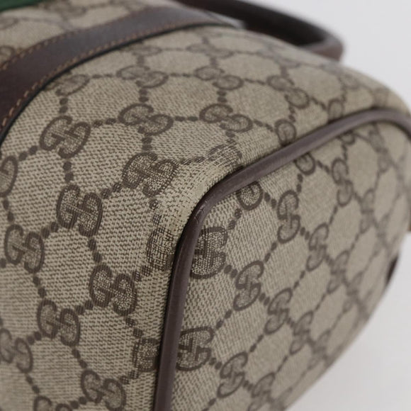 GUCCI GG Supreme Web Sherry Line Hand Bag PVC Beige Gold Red 40 3841 Auth 142520