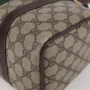 GUCCI GG Supreme Web Sherry Line Hand Bag PVC Beige Gold Red 40 3841 Auth 142520-12