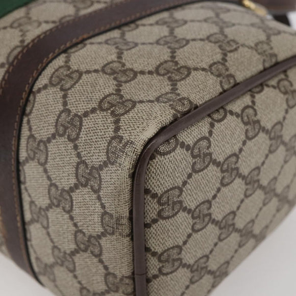 GUCCI GG Supreme Web Sherry Line Hand Bag PVC Beige Gold Red 40 3841 Auth 142520