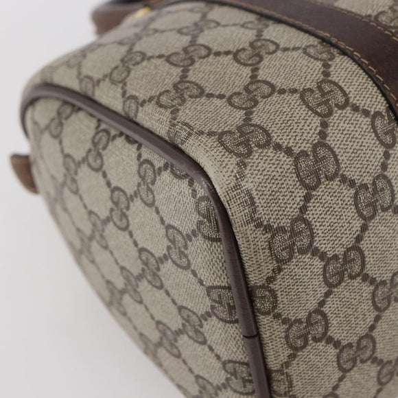 GUCCI GG Supreme Web Sherry Line Hand Bag PVC Beige Gold Red 40 3841 Auth 142520