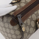 GUCCI GG Supreme Web Sherry Line Hand Bag PVC Beige Gold Red 40 3841 Auth 142520-15