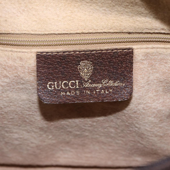 GUCCI GG Supreme Web Sherry Line Hand Bag PVC Beige Gold Red 40 3841 Auth 142520