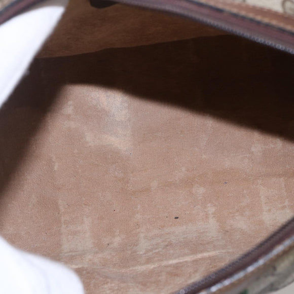 GUCCI GG Supreme Web Sherry Line Hand Bag PVC Beige Gold Red 40 3841 Auth 142520