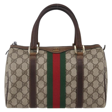 GUCCI GG Supreme Web Sherry Line Hand Bag PVC Beige Gold Red 40 3841 Auth 142520 - 0