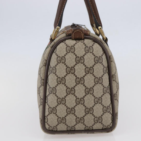 GUCCI GG Supreme Web Sherry Line Hand Bag PVC Beige Gold Red 40 3841 Auth 142520