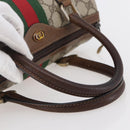 GUCCI GG Supreme Web Sherry Line Hand Bag PVC Beige Gold Red 40 3841 Auth 142520-7