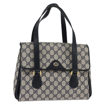 GUCCI GG Supreme Hand Bag PVC Navy Gold 116 02 080 Auth 142523