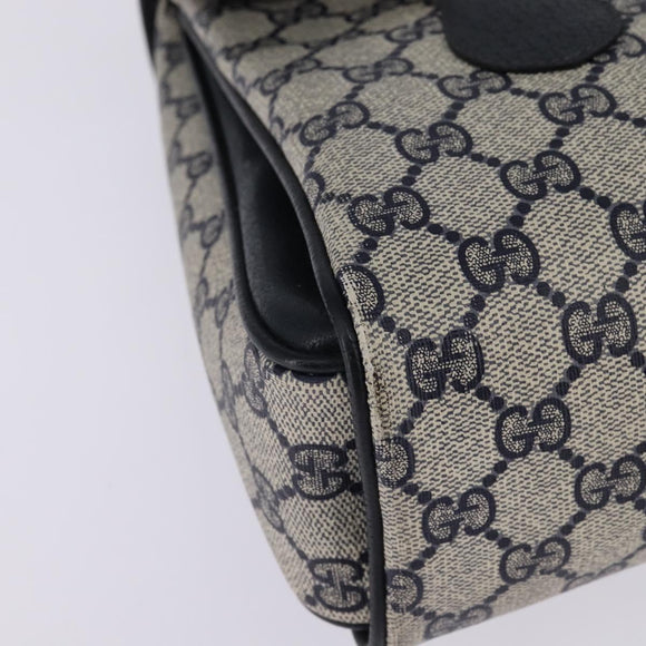 GUCCI GG Supreme Hand Bag PVC Navy Gold 116 02 080 Auth 142523