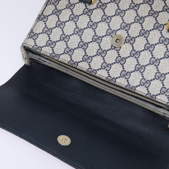 GUCCI GG Supreme Hand Bag PVC Navy Gold 116 02 080 Auth 142523