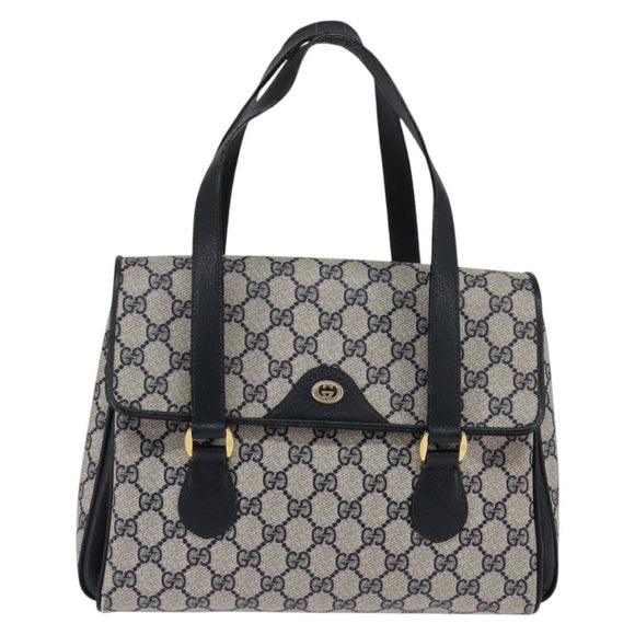GUCCI GG Supreme Hand Bag PVC Navy Gold 116 02 080 Auth 142523
