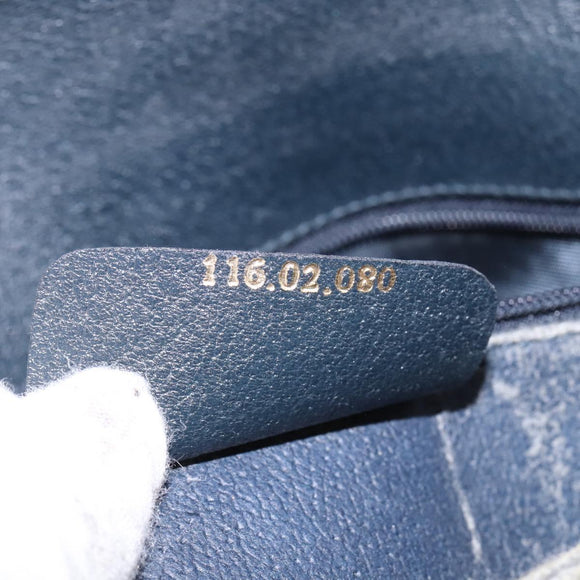 GUCCI GG Supreme Hand Bag PVC Navy Gold 116 02 080 Auth 142523