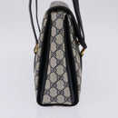 GUCCI GG Supreme Hand Bag PVC Navy Gold 116 02 080 Auth 142523-3