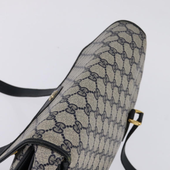 GUCCI GG Supreme Hand Bag PVC Navy Gold 116 02 080 Auth 142523