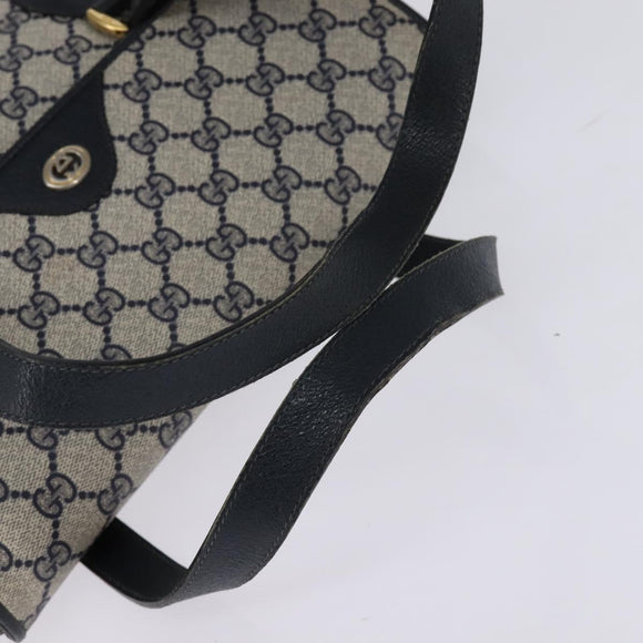 GUCCI GG Supreme Hand Bag PVC Navy Gold 116 02 080 Auth 142523