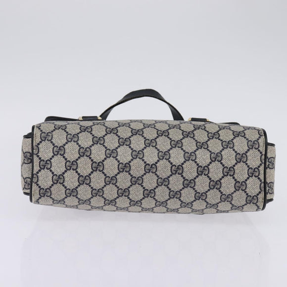 GUCCI GG Supreme Hand Bag PVC Navy Gold 116 02 080 Auth 142523
