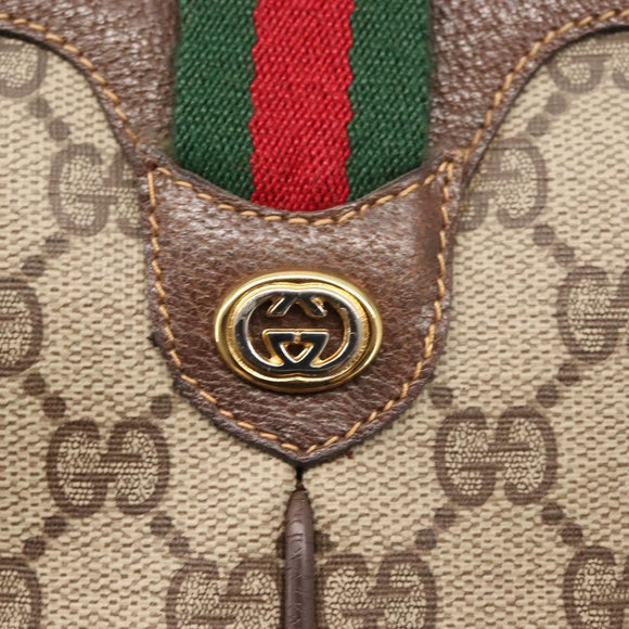 GUCCI GG Supreme Web Sherry Line Shoulder Bag PVC Beige 904 02 047 Auth 142525