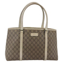 GUCCI GG Supreme Tote Bag PVC Beige Silver 114595 Auth 142526-1