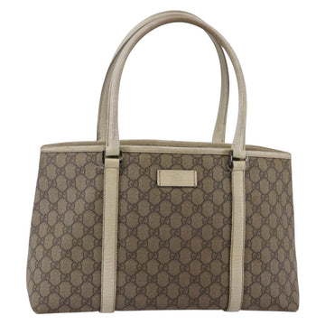 GUCCI GG Supreme Tote Bag PVC Beige Silver 114595 Auth 142526
