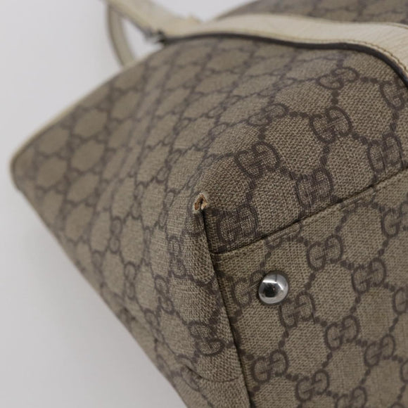 GUCCI GG Supreme Tote Bag PVC Beige Silver 114595 Auth 142526