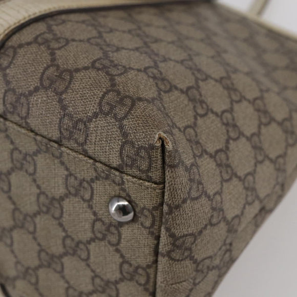 GUCCI GG Supreme Tote Bag PVC Beige Silver 114595 Auth 142526