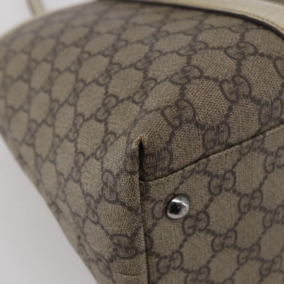 GUCCI GG Supreme Tote Bag PVC Beige Silver 114595 Auth 142526