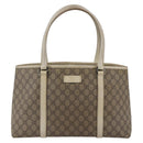 GUCCI GG Supreme Tote Bag PVC Beige Silver 114595 Auth 142526-2