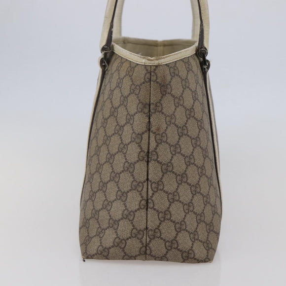 GUCCI GG Supreme Tote Bag PVC Beige Silver 114595 Auth 142526