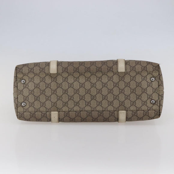 GUCCI GG Supreme Tote Bag PVC Beige Silver 114595 Auth 142526