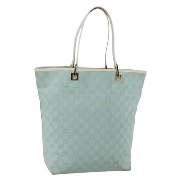 GUCCI GG Canvas Tote Bag Light Blue Gold 002 1098 3444 Auth 142530