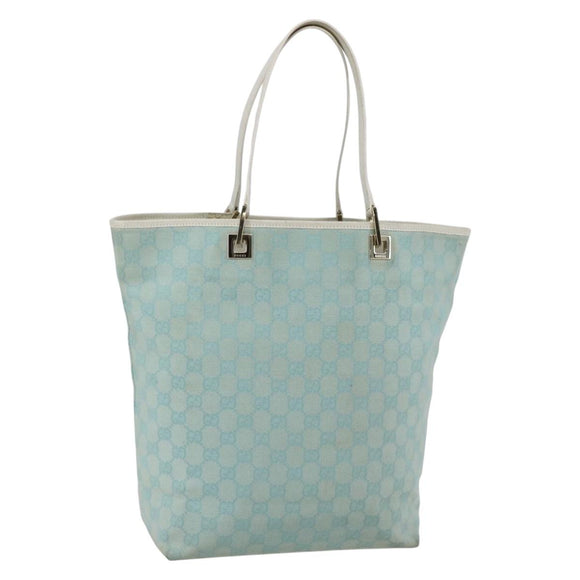 GUCCI GG Canvas Tote Bag Light Blue Gold 002 1098 3444 Auth 142530