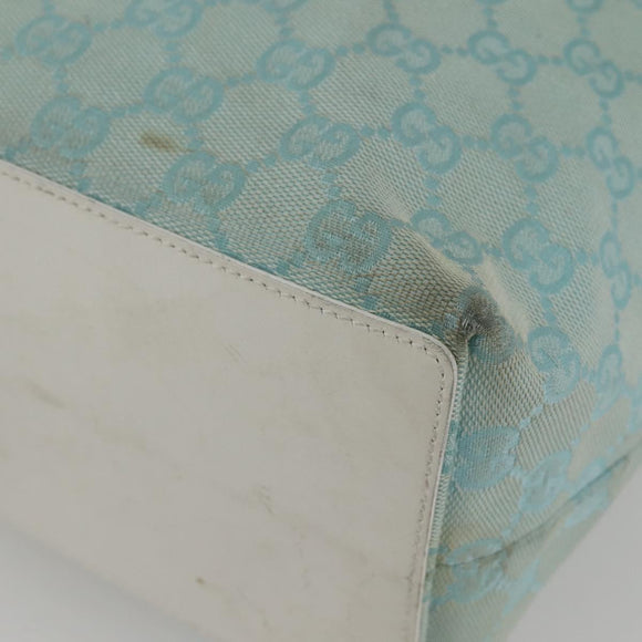 GUCCI GG Canvas Tote Bag Light Blue Gold 002 1098 3444 Auth 142530