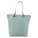 GUCCI GG Canvas Tote Bag Light Blue Gold 002 1098 3444 Auth 142530-2
