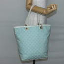 GUCCI GG Canvas Tote Bag Light Blue Gold 002 1098 3444 Auth 142530-21