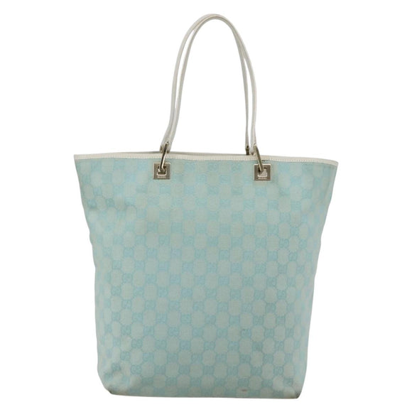 GUCCI GG Canvas Tote Bag Light Blue Gold 002 1098 3444 Auth 142530