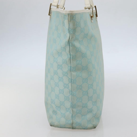 GUCCI GG Canvas Tote Bag Light Blue Gold 002 1098 3444 Auth 142530