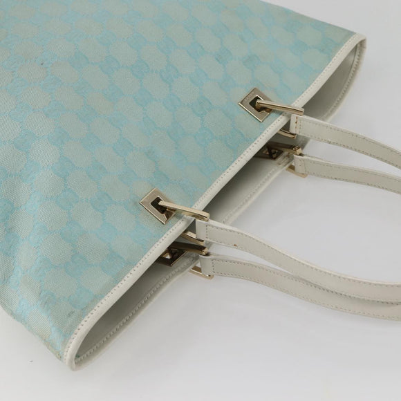 GUCCI GG Canvas Tote Bag Light Blue Gold 002 1098 3444 Auth 142530
